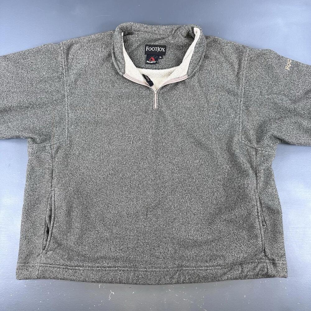 Footjoy Jacket Mens XL Green & Gray Polartec Fleece Oversized 1/4 Zip Thick Golf - Picture 2 of 9